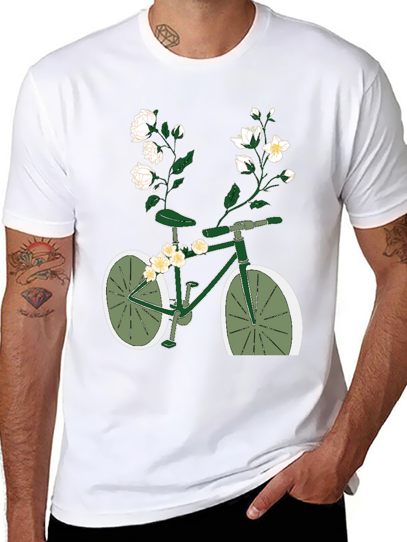 Floral Bicycle Graphic Tee - Unique Design