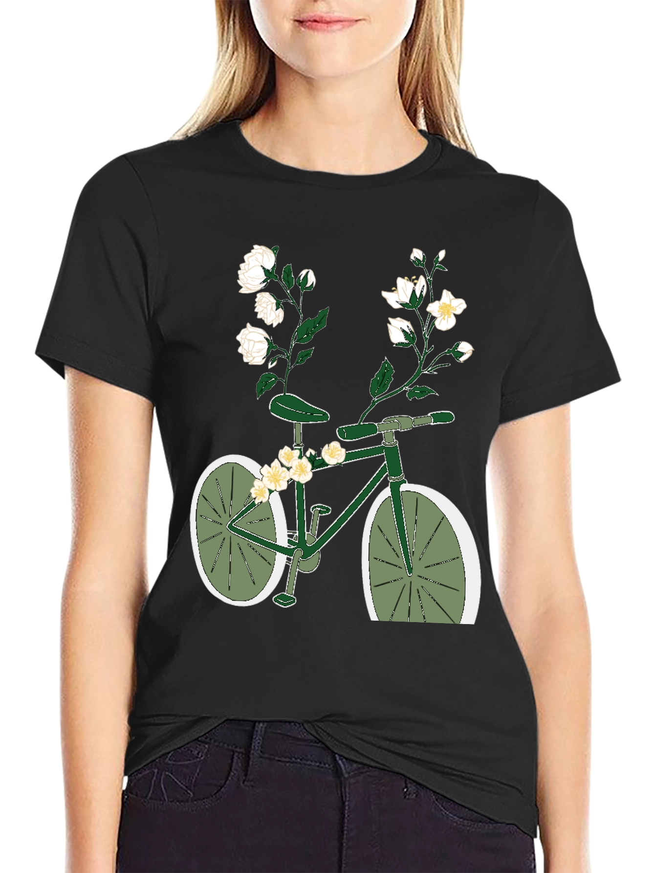 Floral Bicycle Graphic Tee - Unique Design