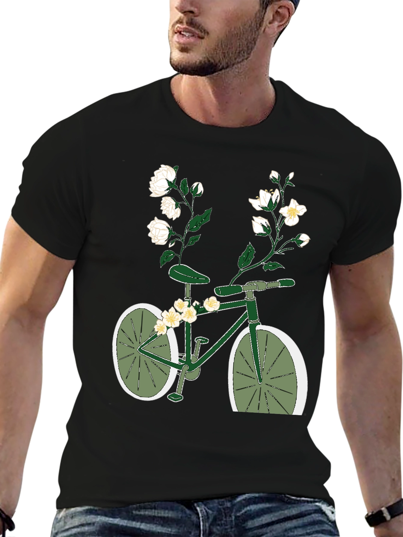 Floral Bicycle Graphic Tee - Unique Design