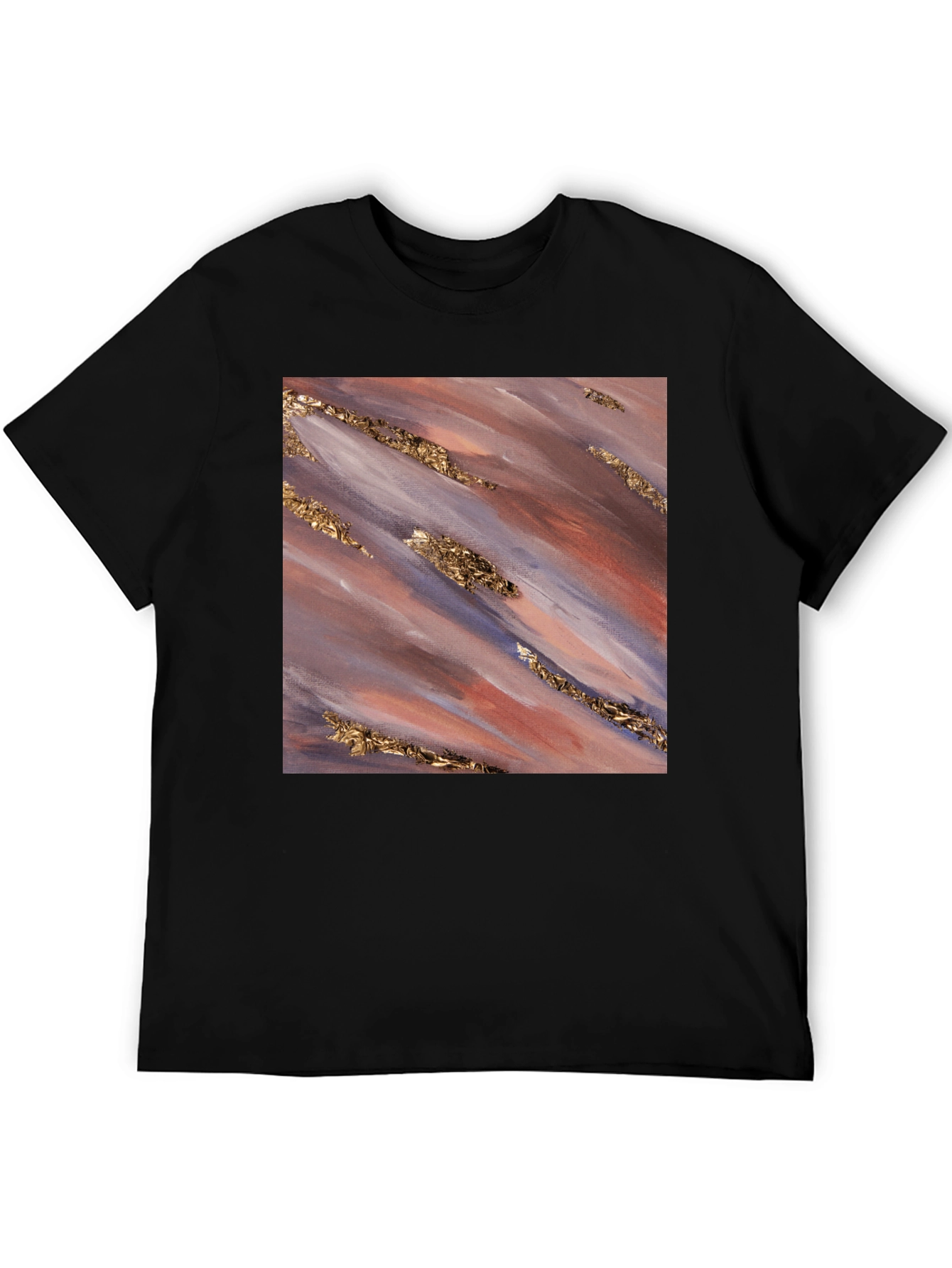 Abstract Gold Streak Tee - Modern Art Shirt