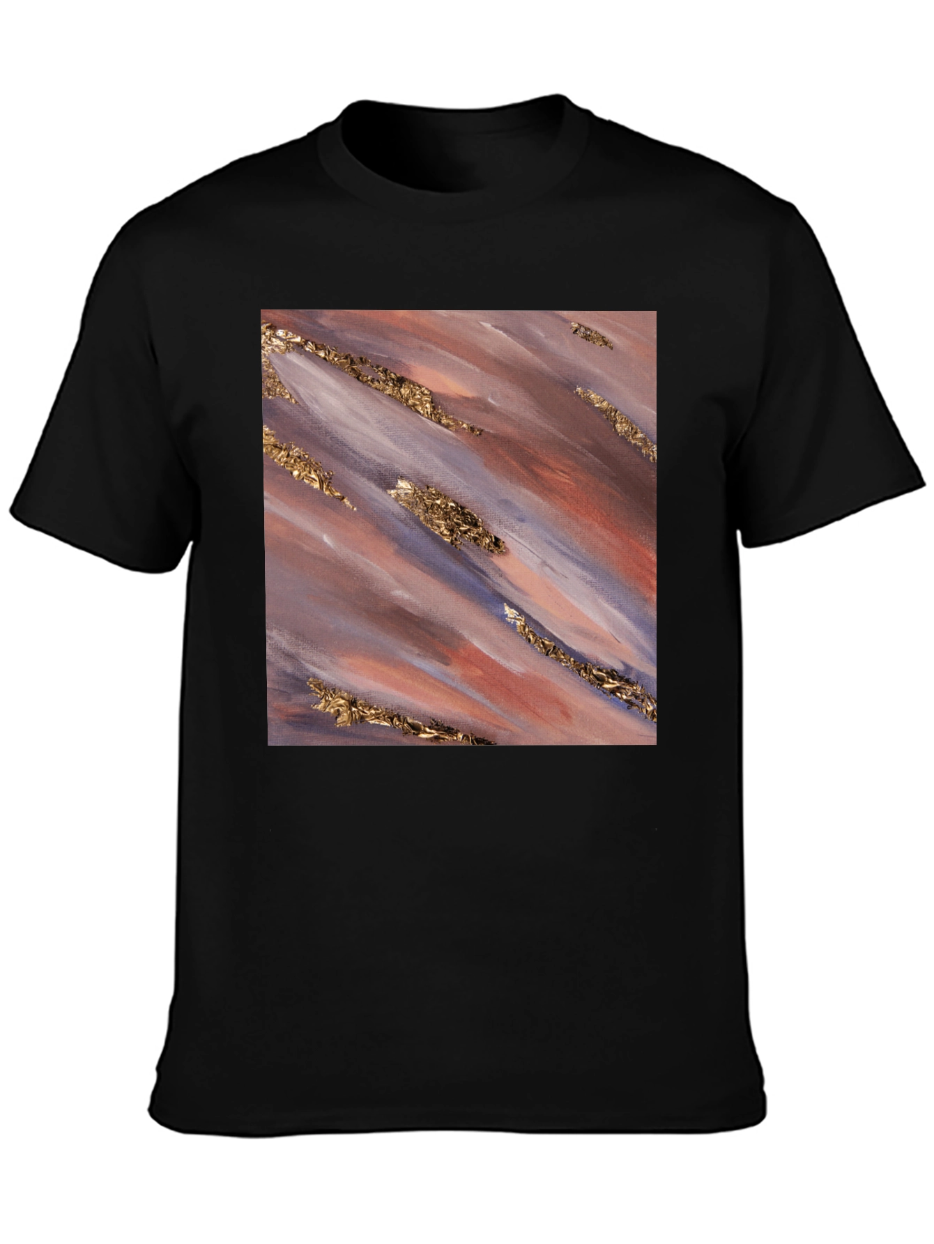 Abstract Gold Streak Tee - Modern Art Shirt
