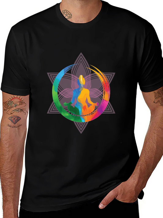 Yoga Meditation Graphic Tee - Mens Black T-Shirt