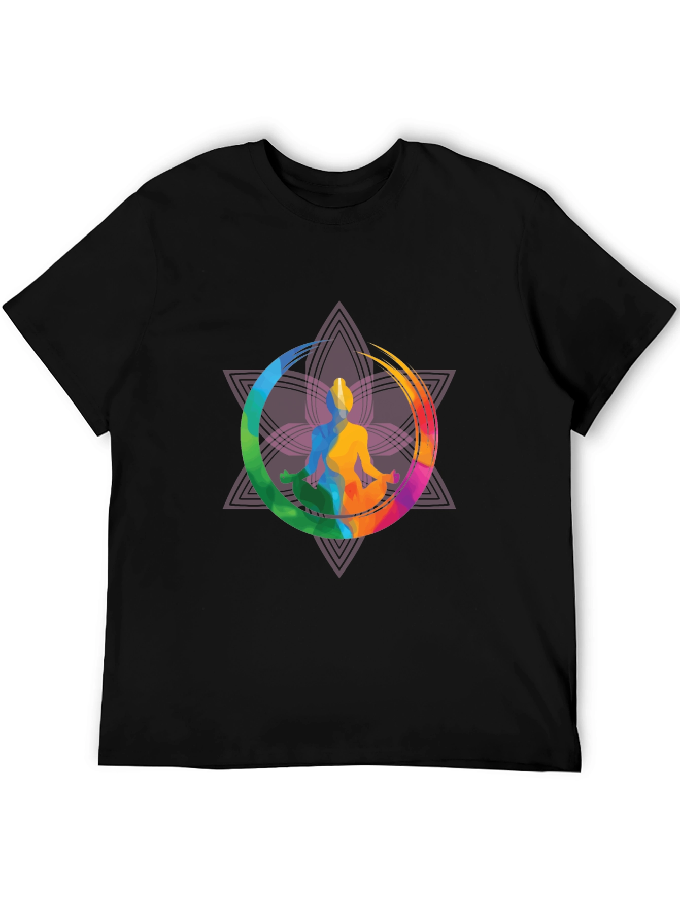 Yoga Meditation Graphic Tee - Mens Black T-Shirt
