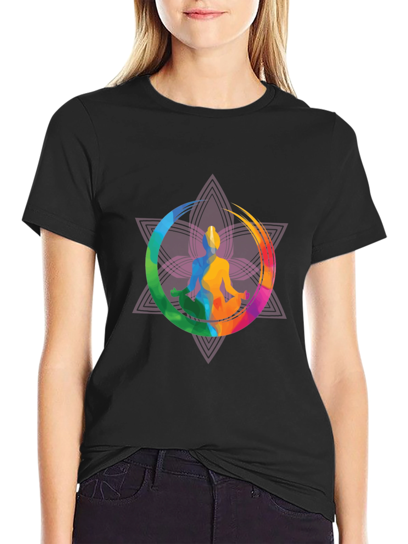 Yoga Meditation Graphic Tee - Mens Black T-Shirt