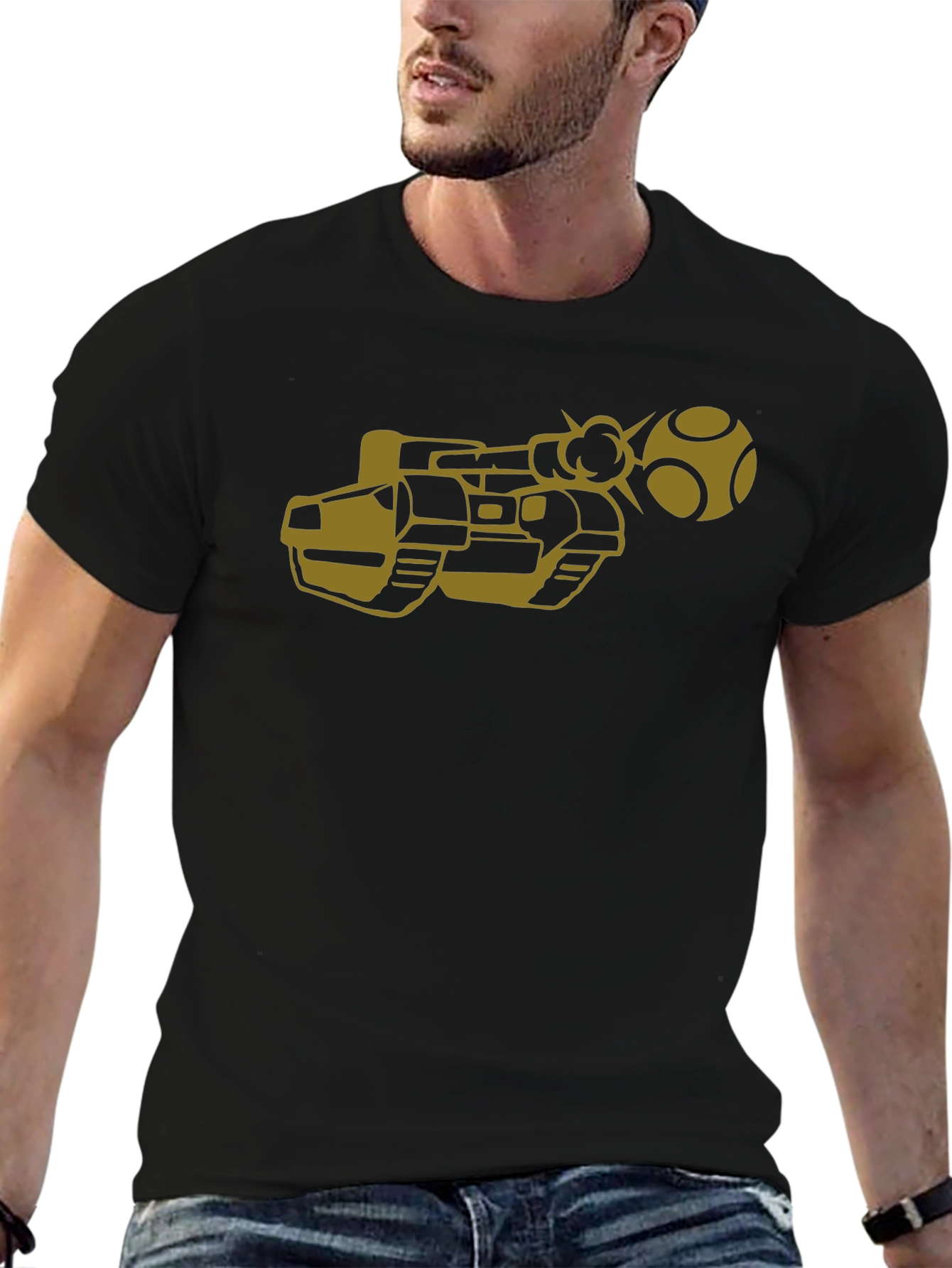 Retro Game Tank T-Shirt - Black Cotton Tee