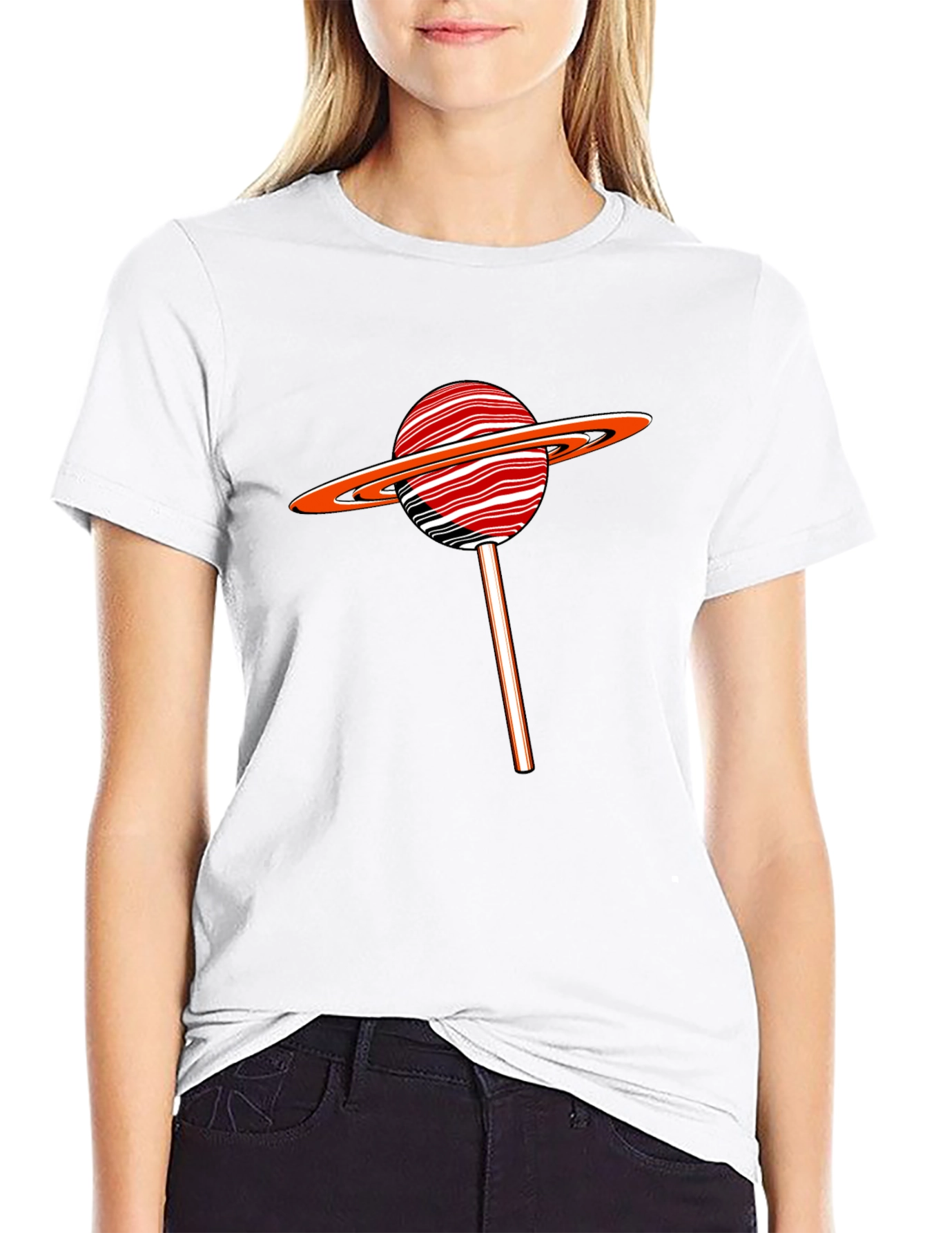 Saturn Lollipop Graphic Tee - Black Cotton Blend