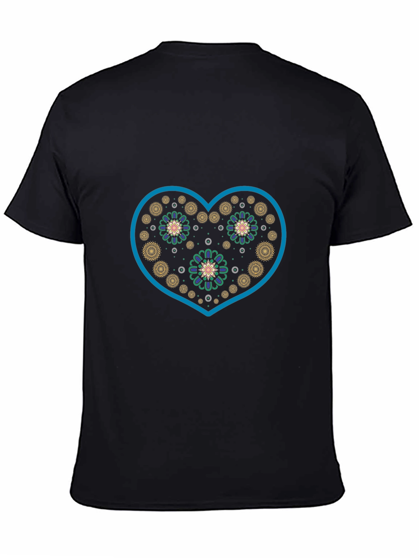 Heart Floral Graphic Black Tee