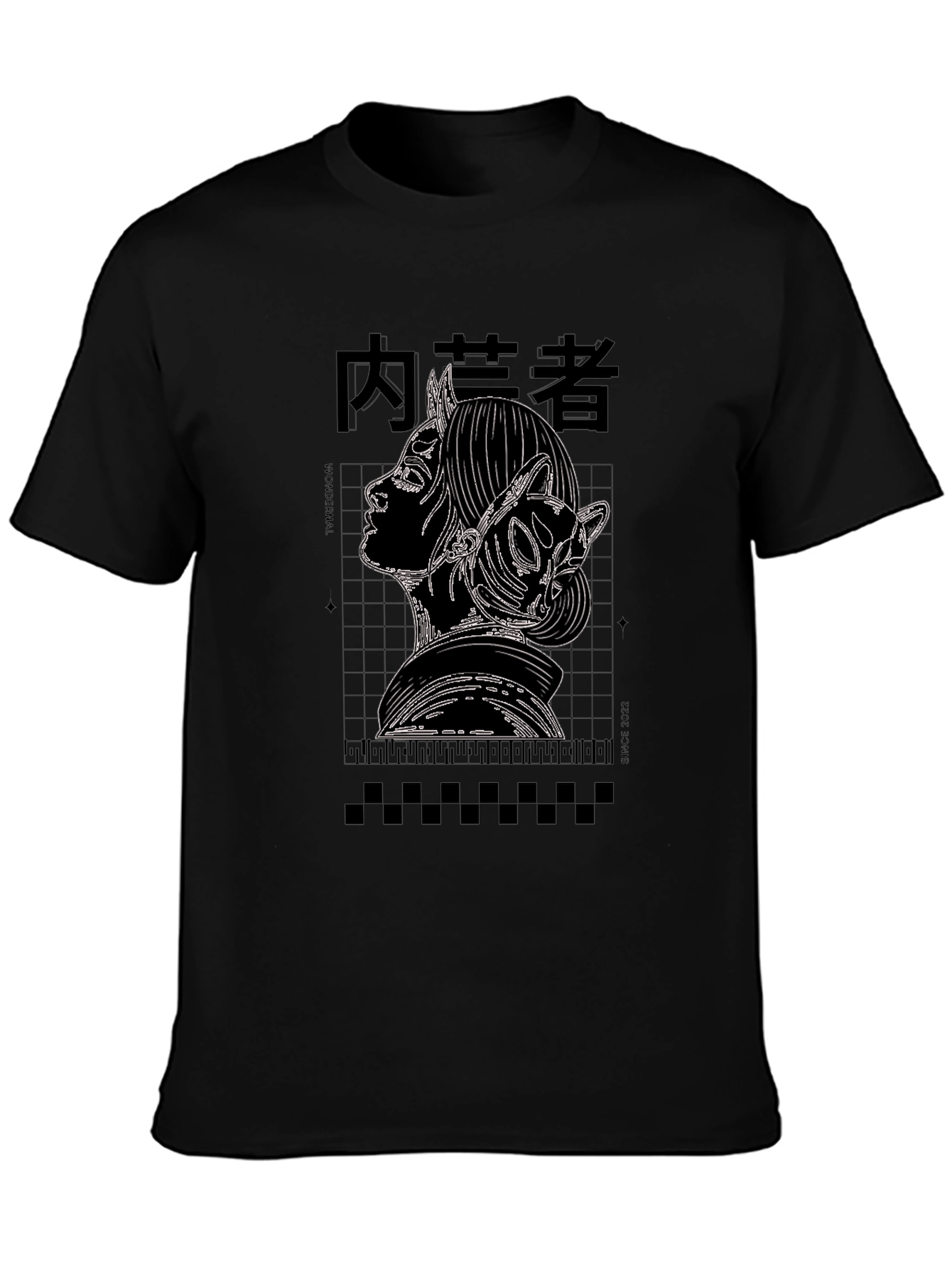 Anime Girl Graphic Print Black T-Shirt