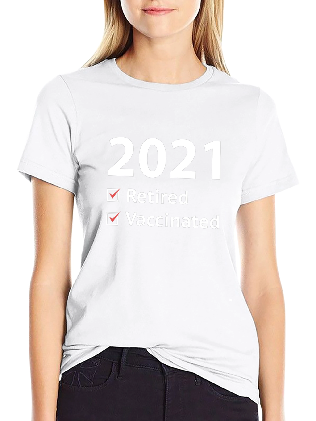 2021 Retired & Vaccinated T-Shirt - Black Cotton Tee