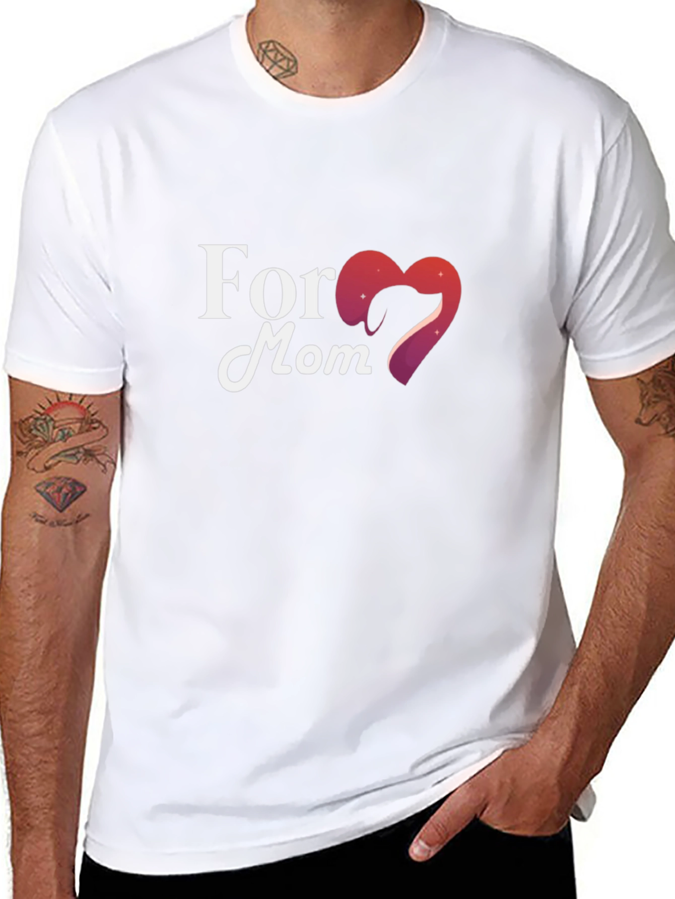 For Mom Heart Graphic Black T-Shirt