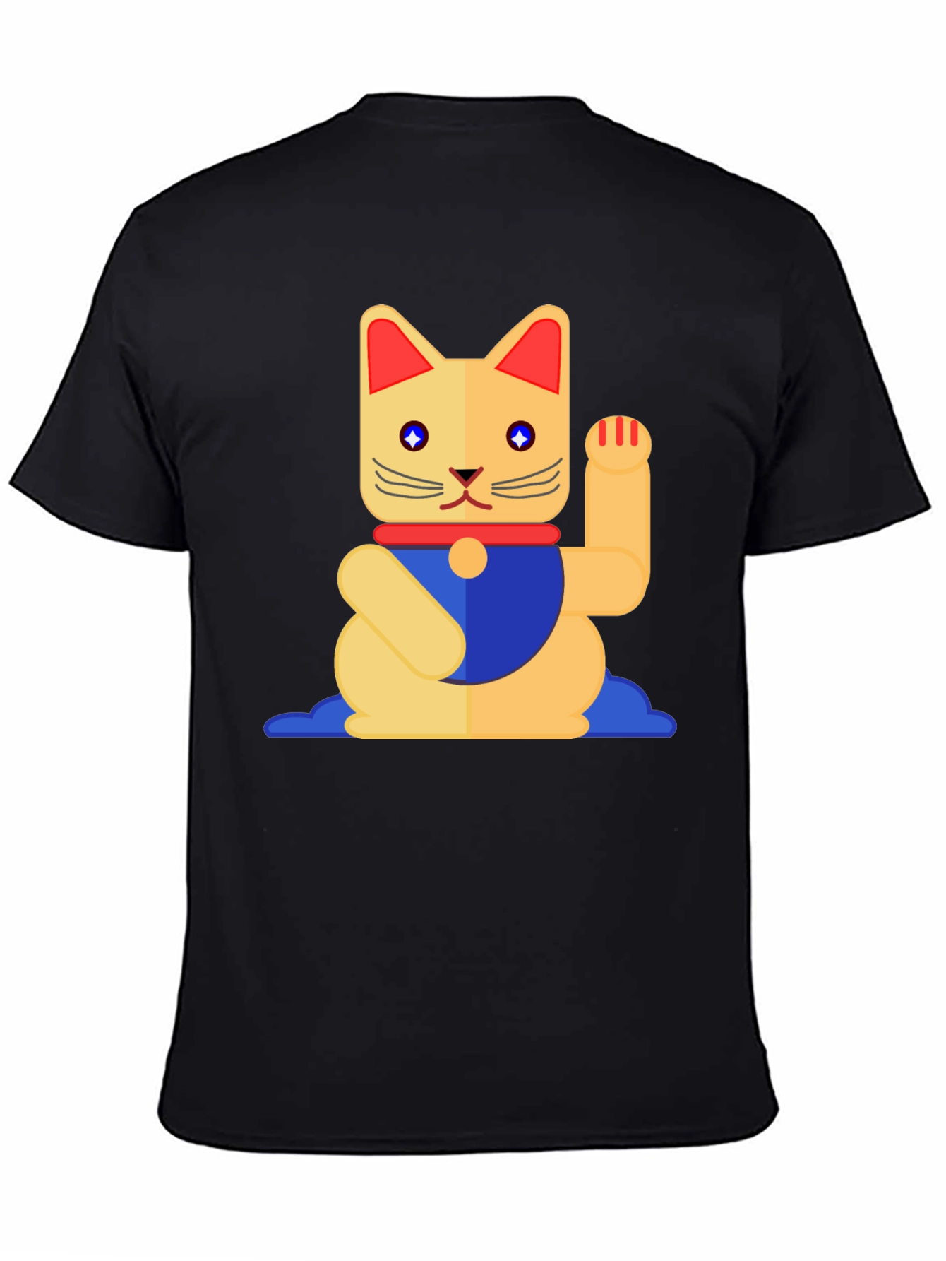 Lucky Cat Graphic T-Shirt - Black Cotton Tee