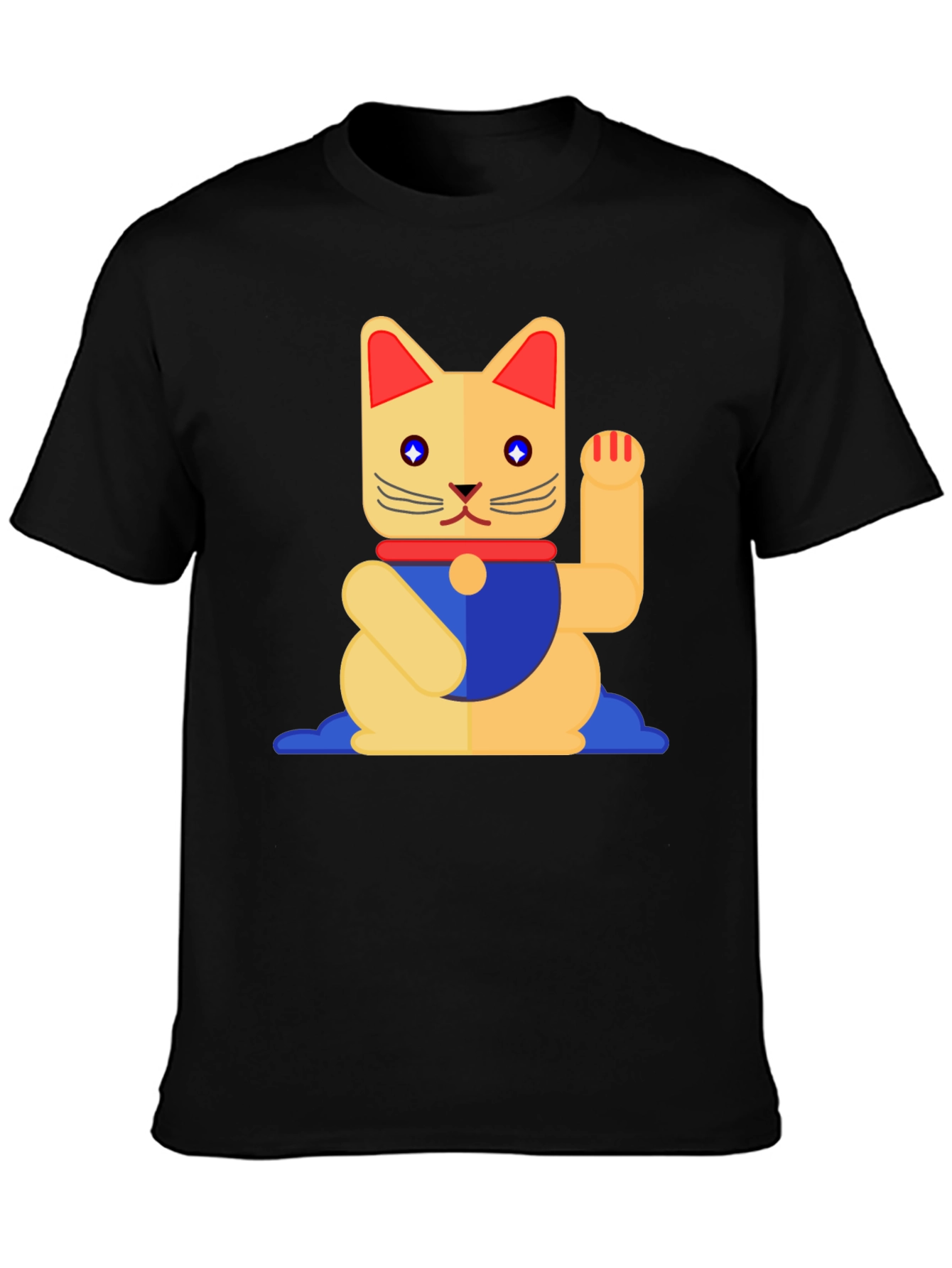 Lucky Cat Graphic T-Shirt - Black Cotton Tee