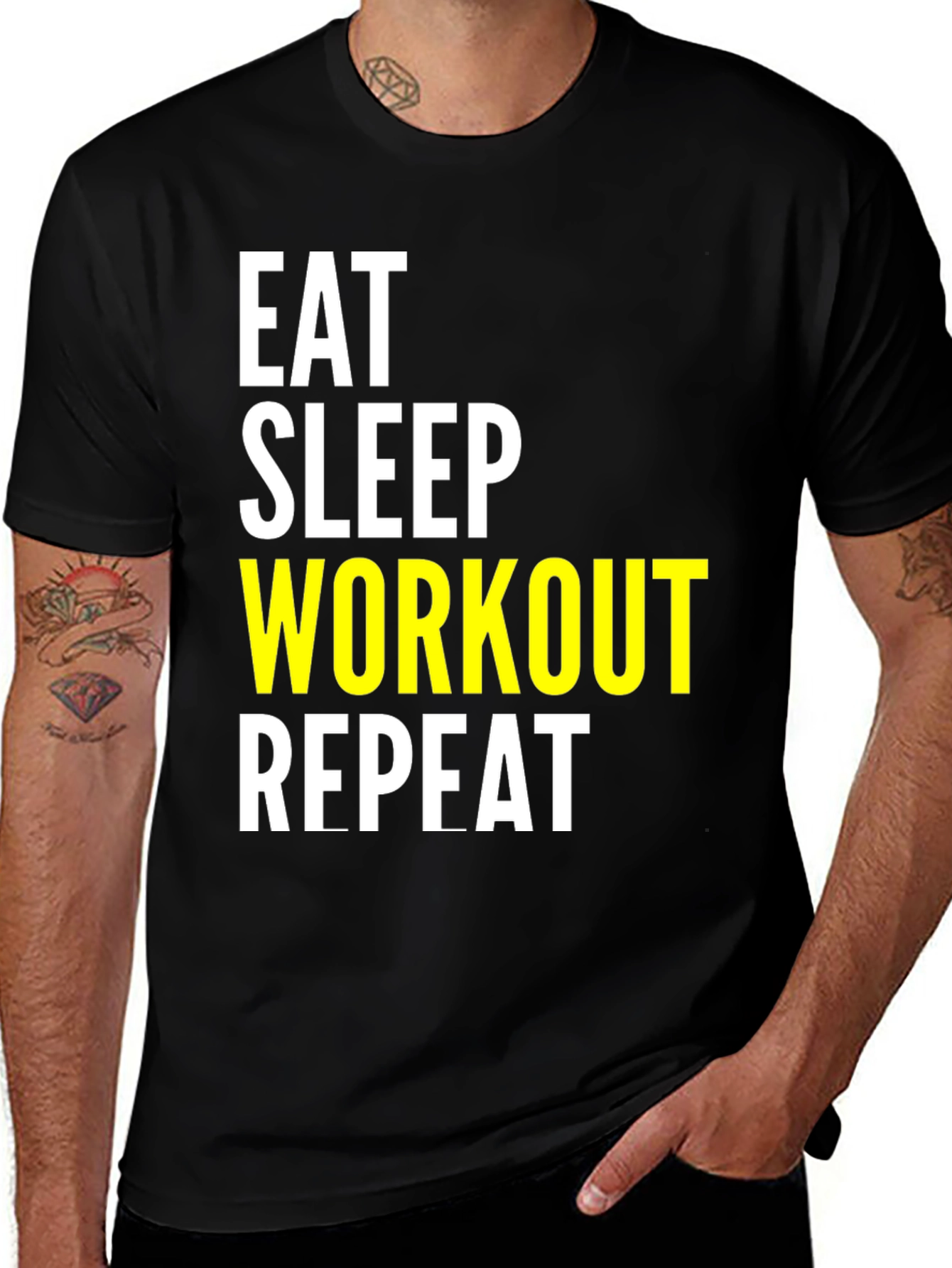 Eat Sleep Workout Repeat Black T-Shirt