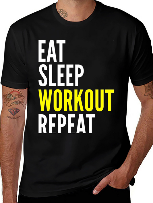 Eat Sleep Workout Repeat Black T-Shirt