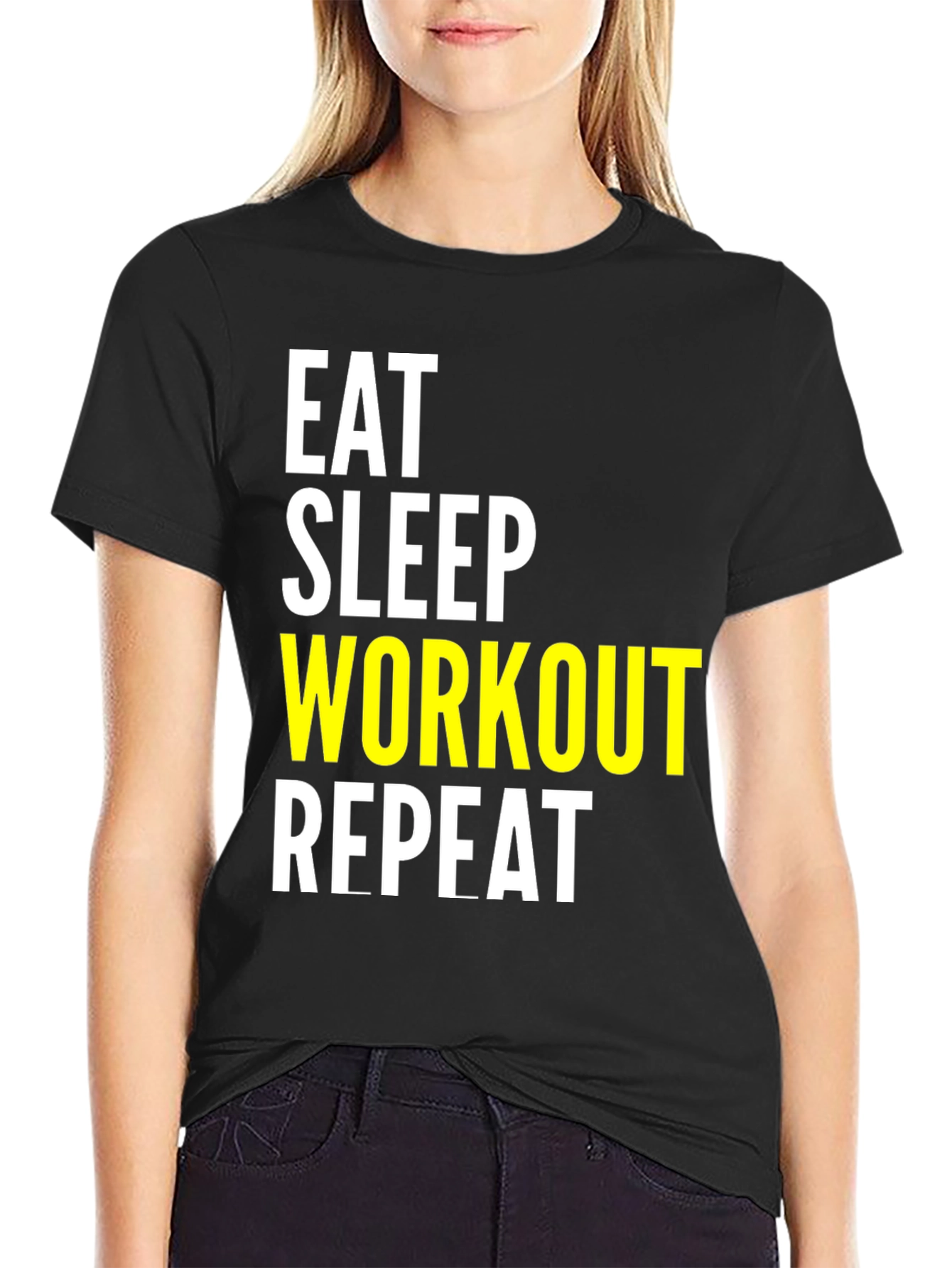 Eat Sleep Workout Repeat Black T-Shirt
