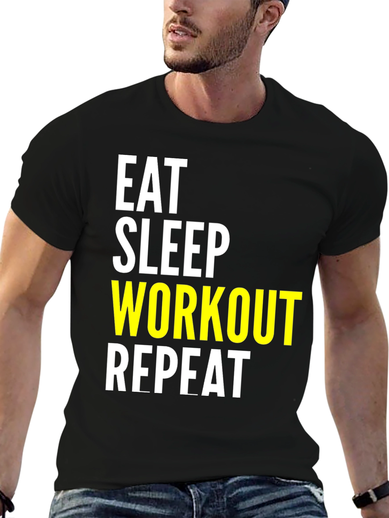 Eat Sleep Workout Repeat Black T-Shirt