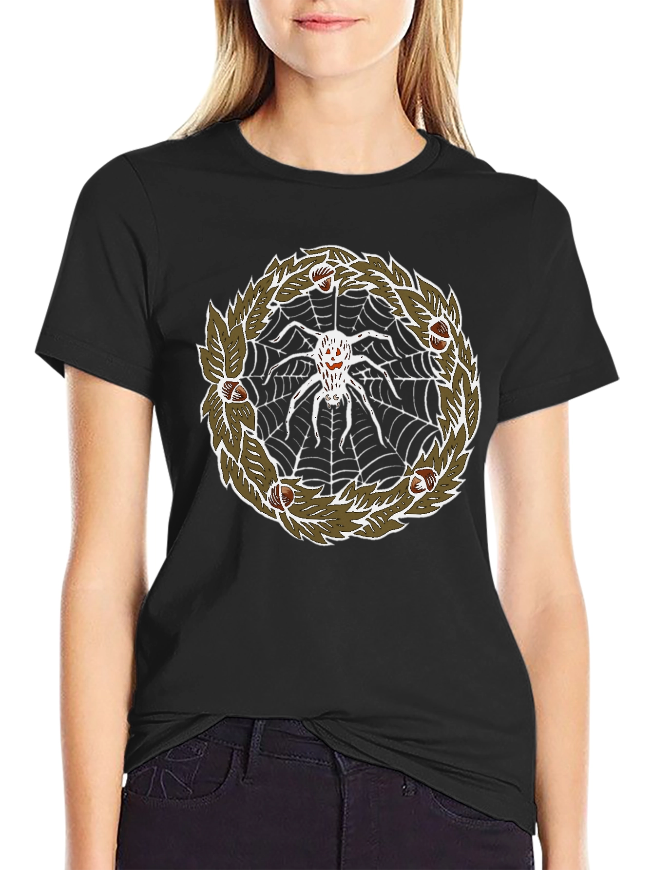 Spider Web Wreath Graphic Tee - Halloween T-Shirt