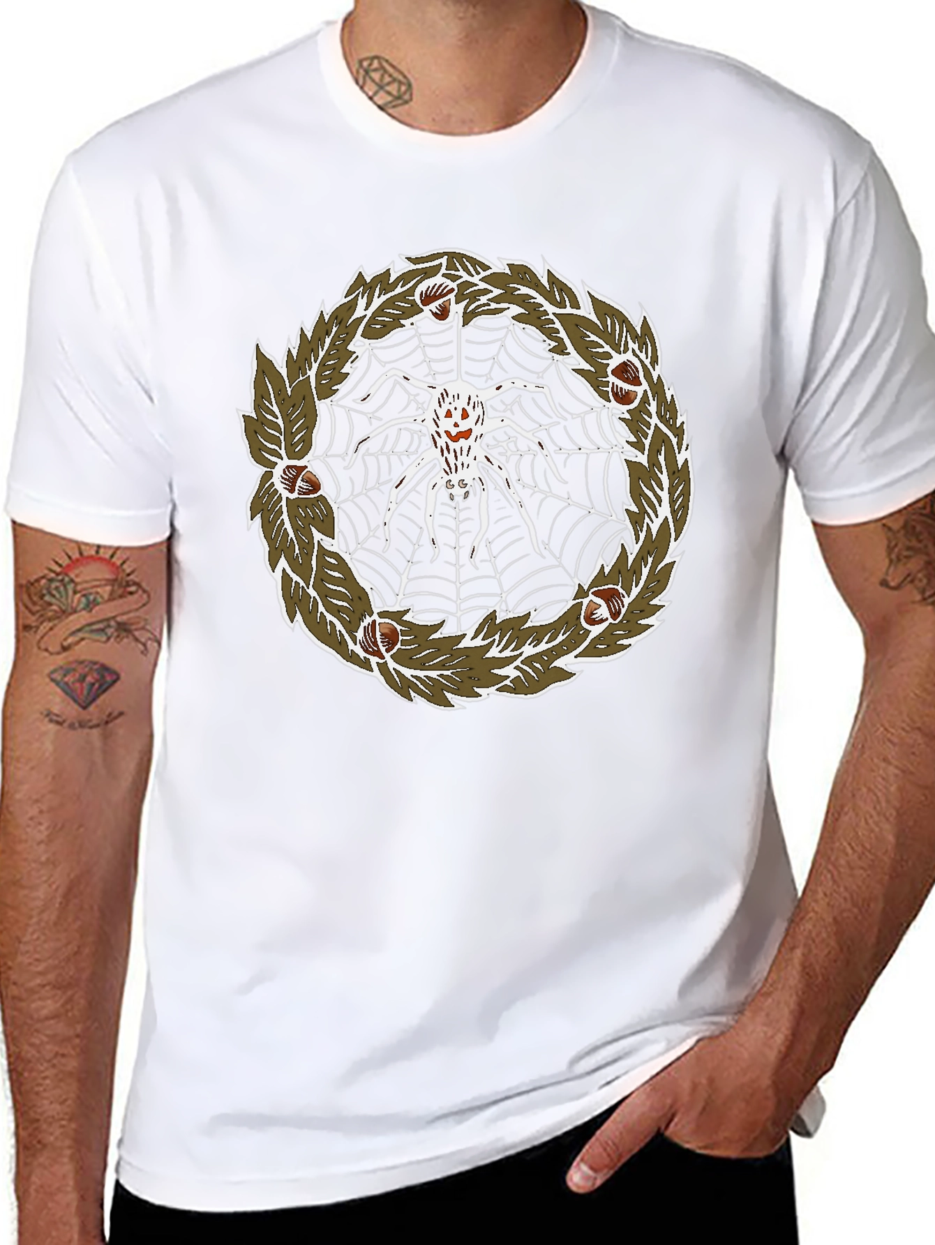 Spider Web Wreath Graphic Tee - Halloween T-Shirt