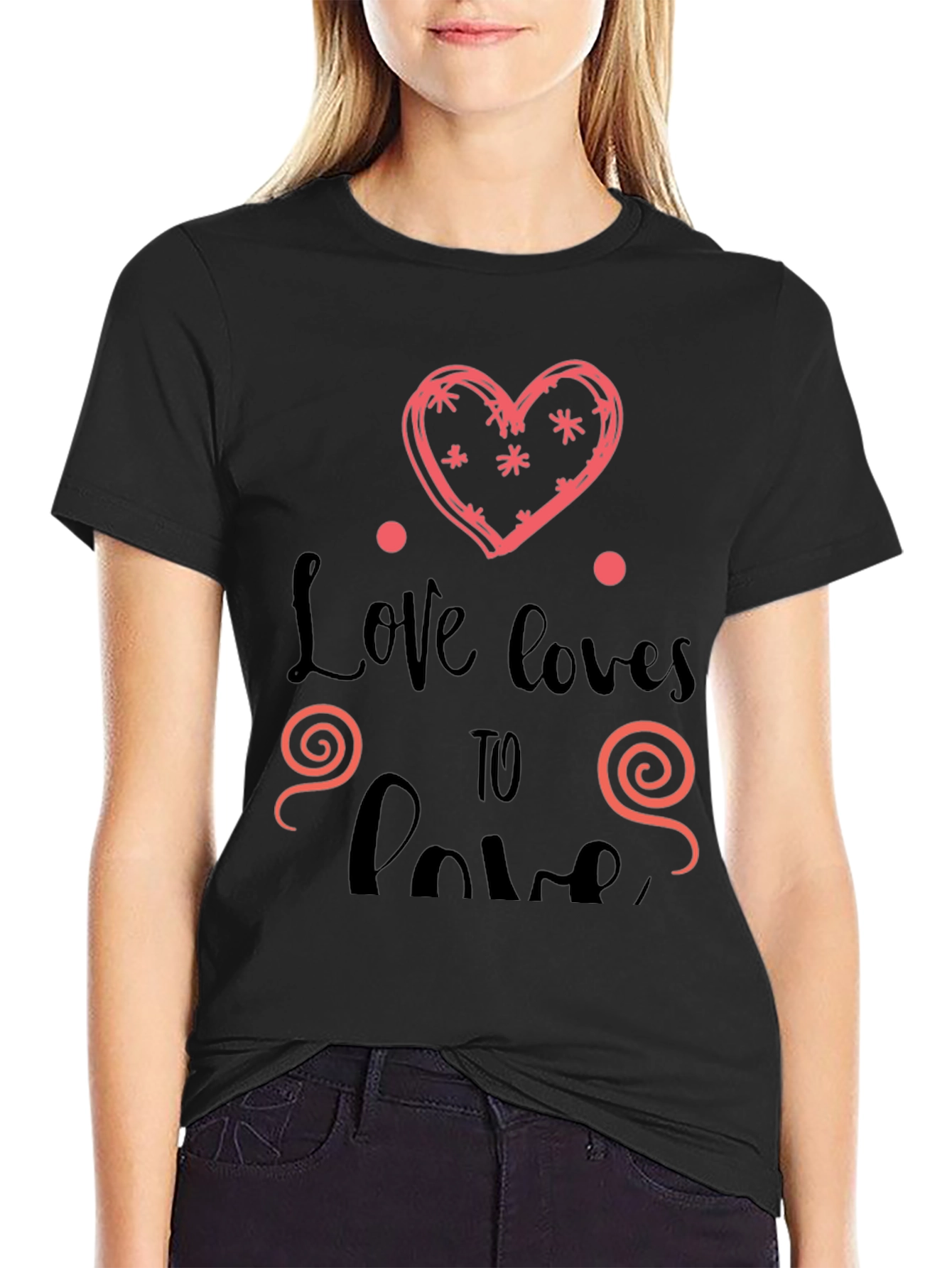 Love Loves To Love Black Graphic Tee