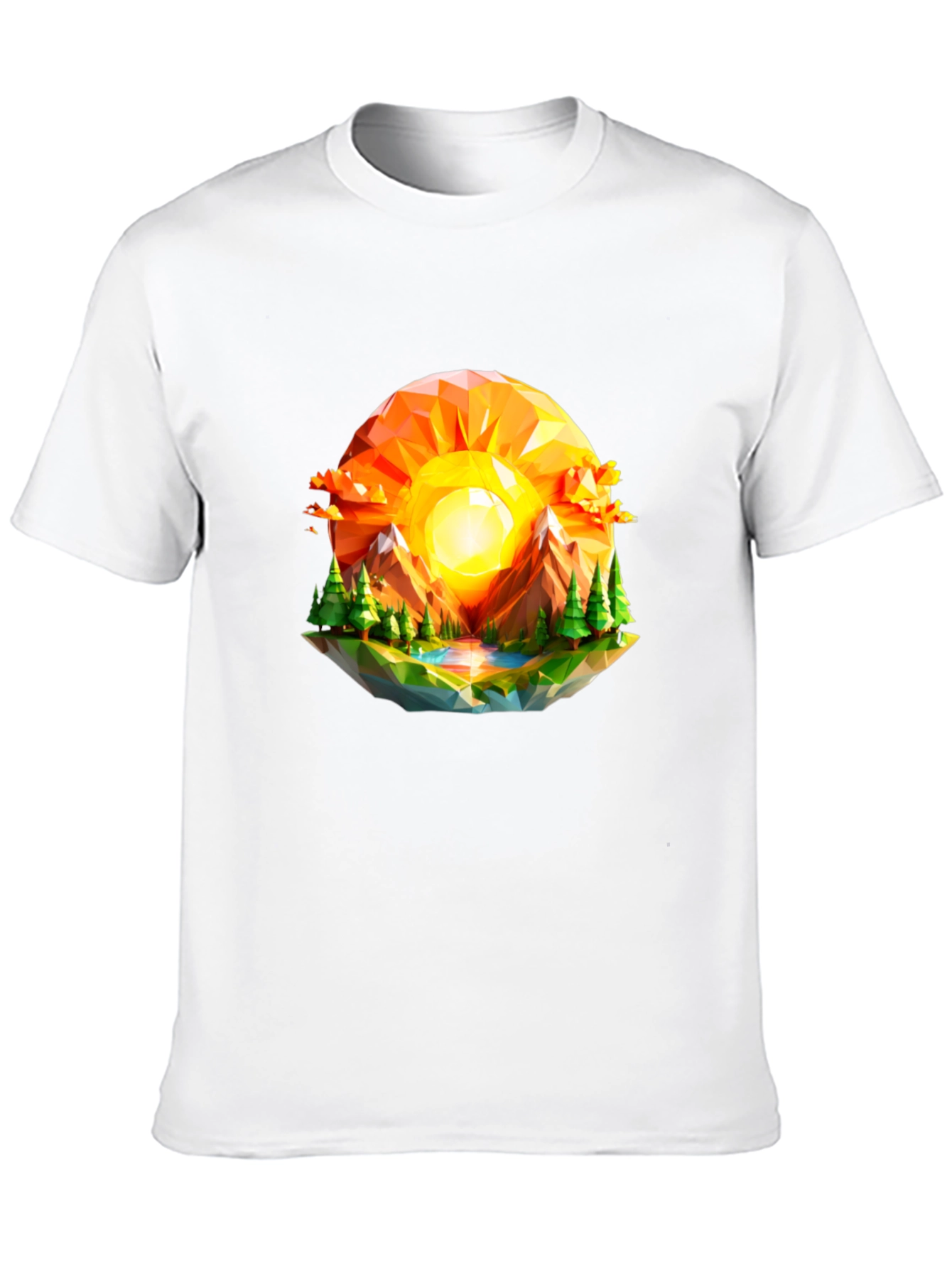 Geometric Sunset Graphic Tee - Modern Nature Design