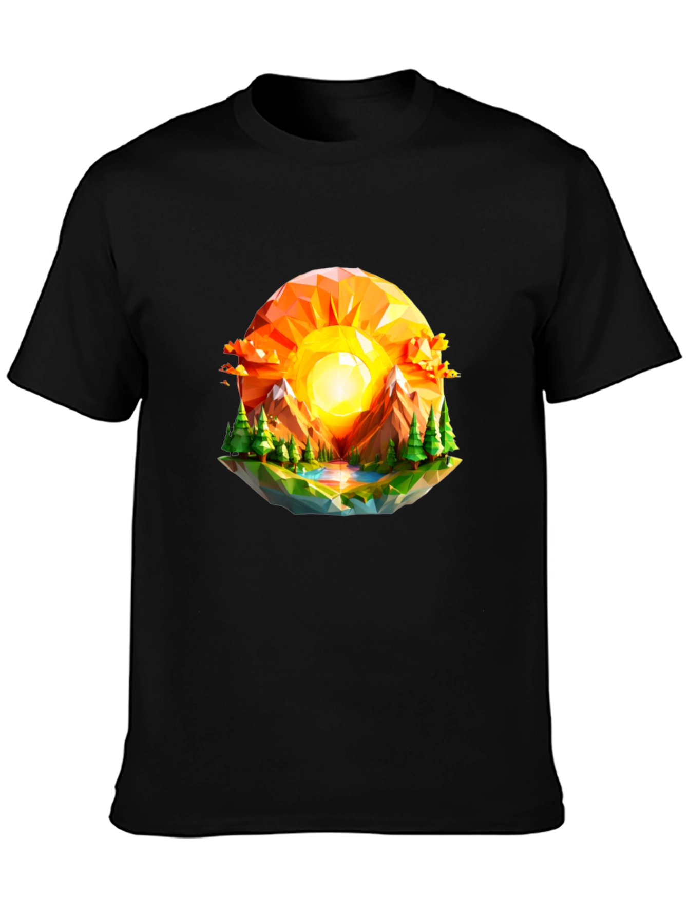 Geometric Sunset Graphic Tee - Modern Nature Design