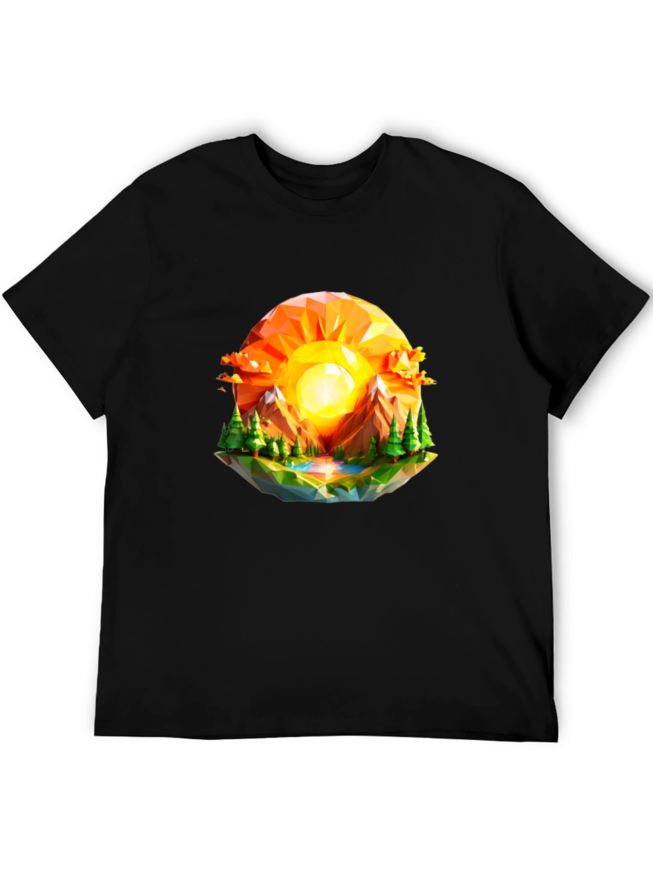 Geometric Sunset Graphic Tee - Modern Nature Design