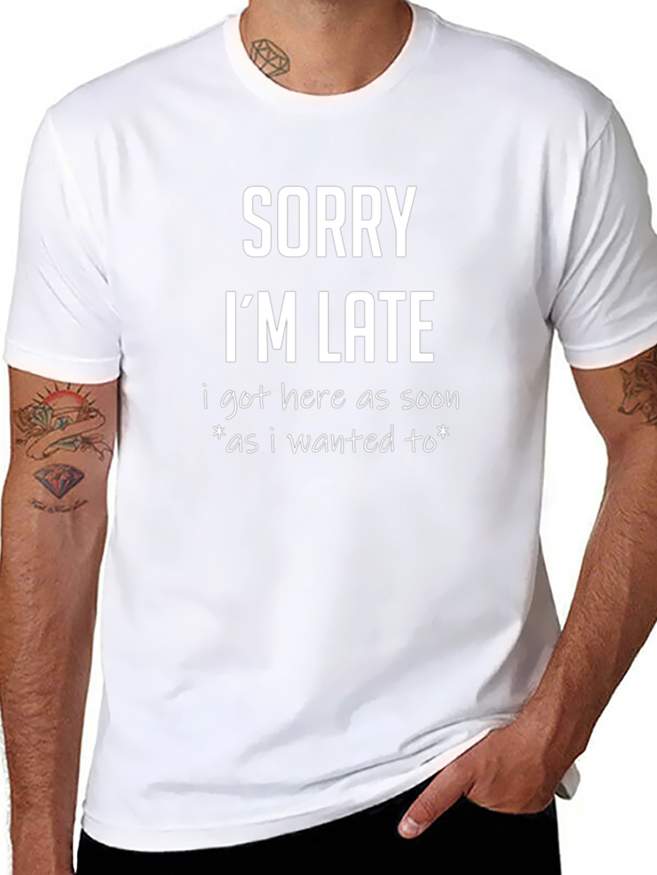 Funny Sorry Im Late Black T-Shirt
