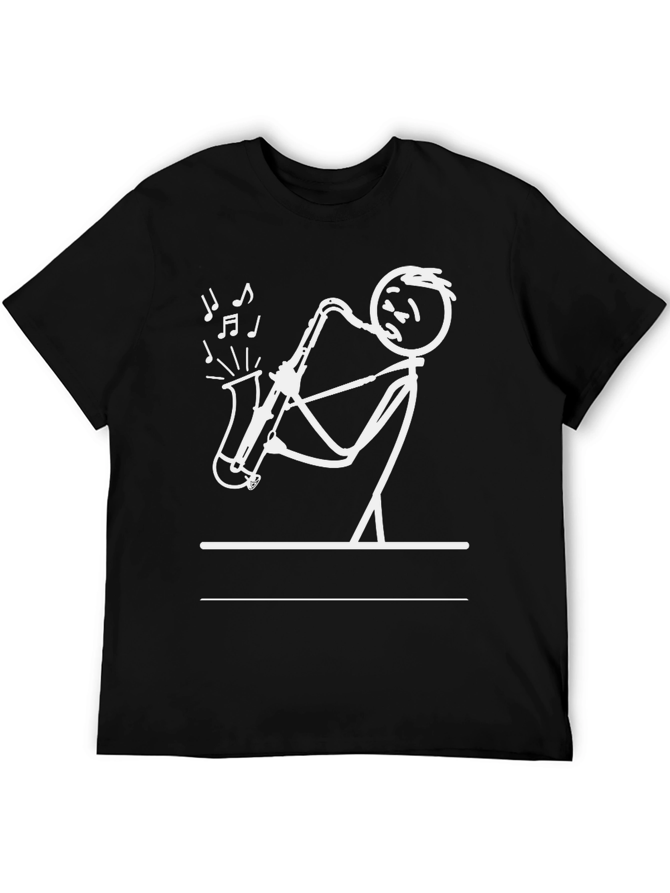Saxophone Stick Figure Graphic Tee - Black