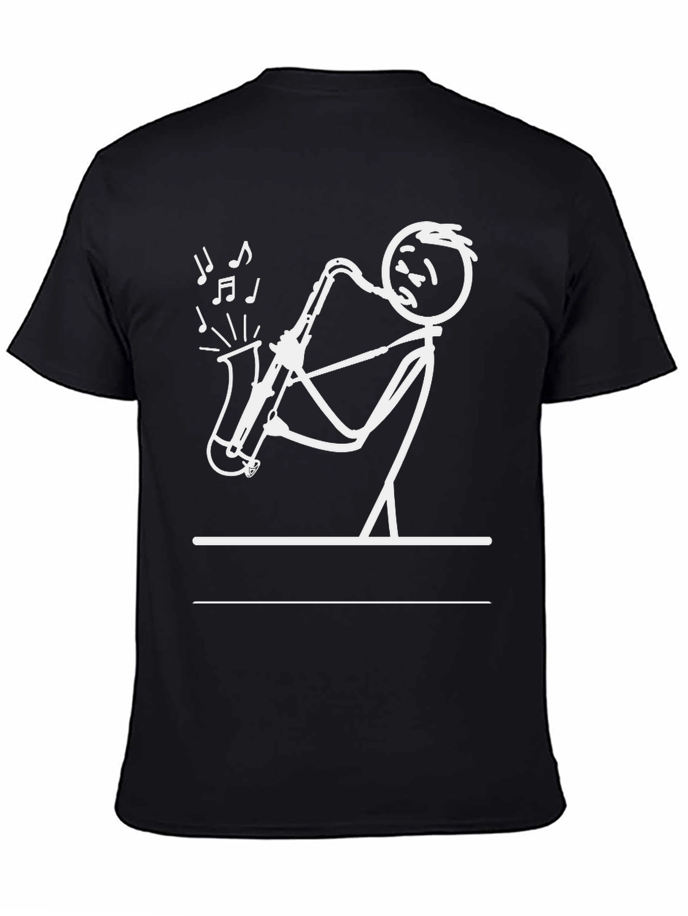 Saxophone Stick Figure Graphic Tee - Black