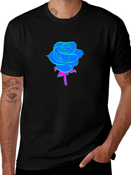 Neon Rose Black T-Shirt