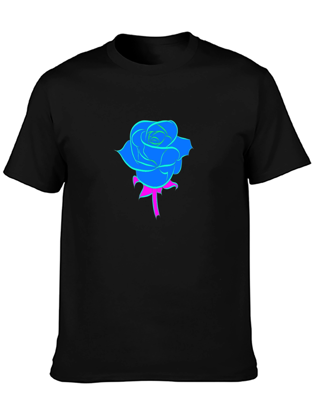 Neon Rose Black T-Shirt