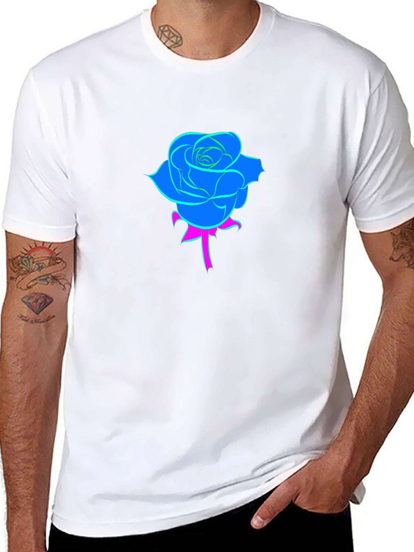 Neon Rose Black T-Shirt