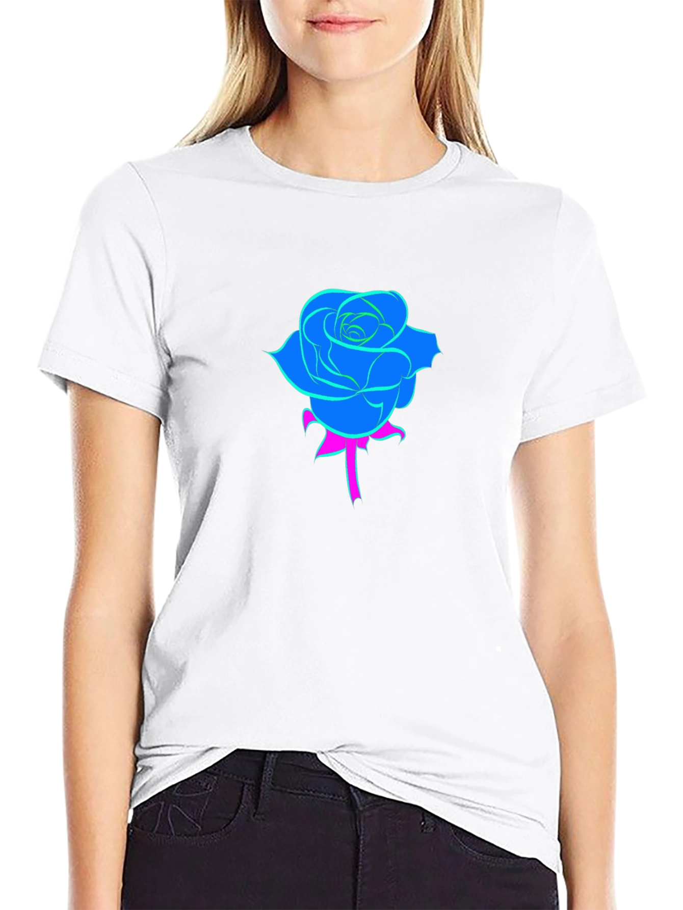 Neon Rose Black T-Shirt