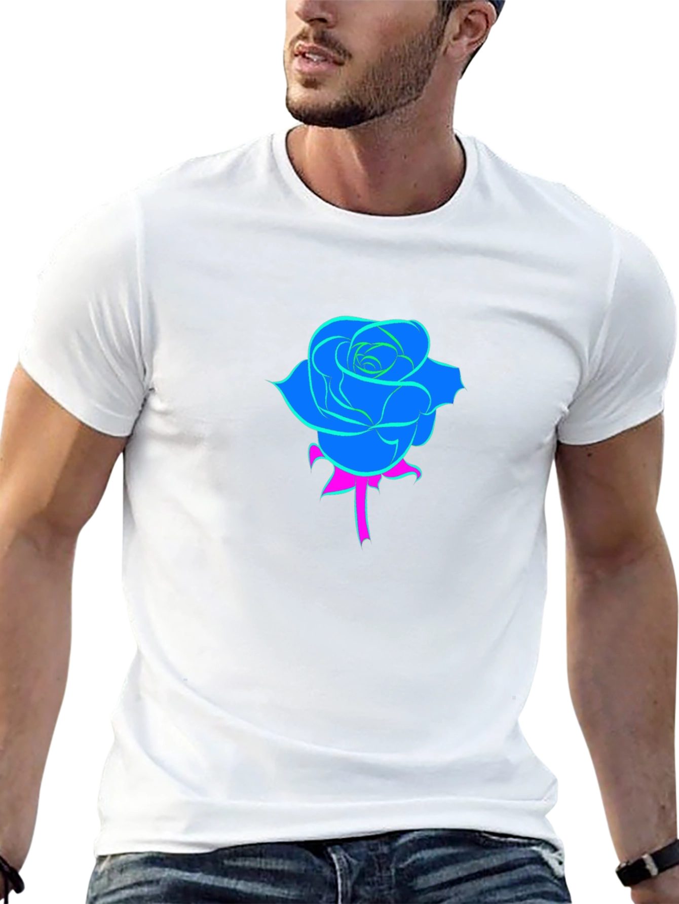 Neon Rose Black T-Shirt