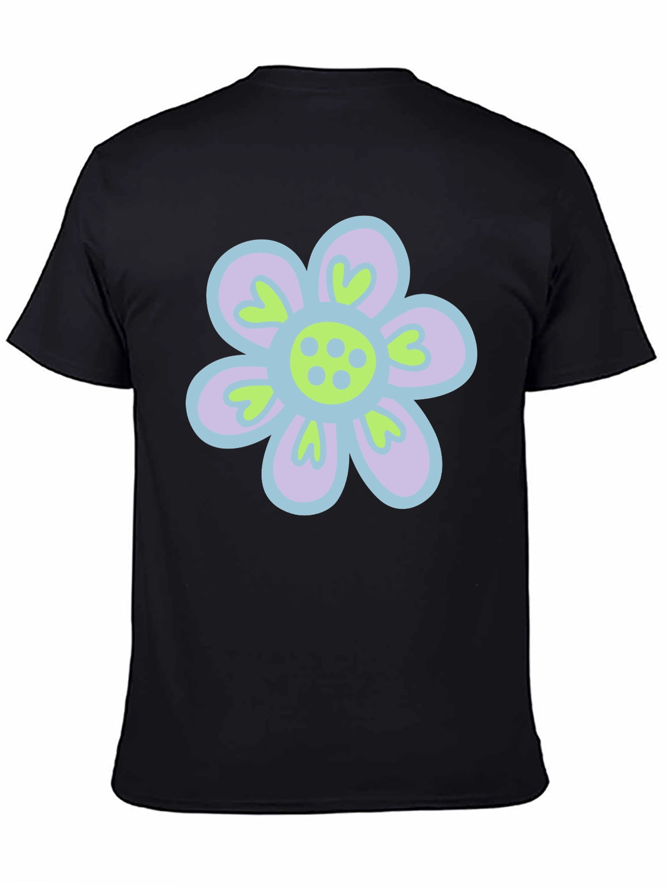 Retro Flower Power T-Shirt - Black Cotton Tee