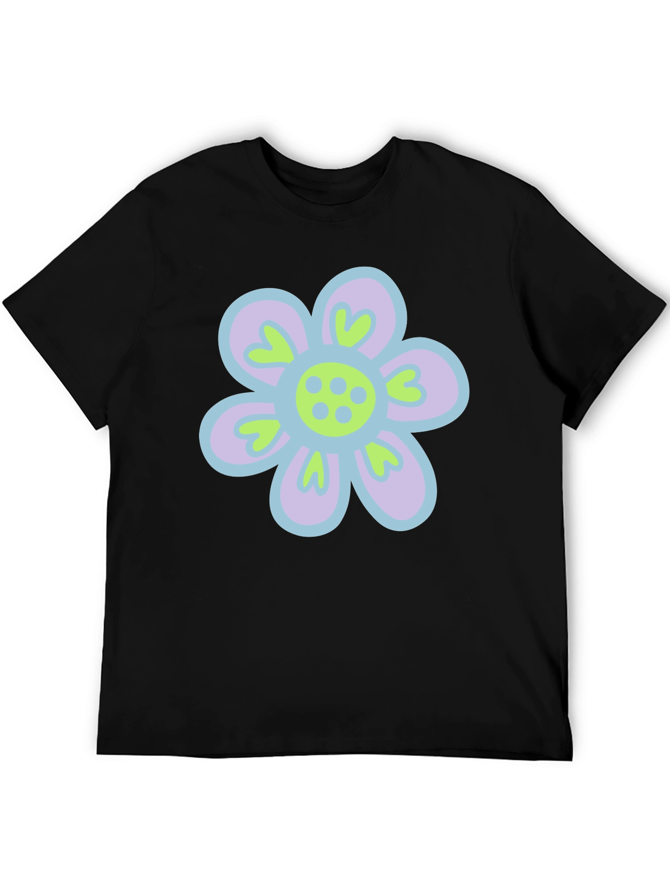Retro Flower Power T-Shirt - Black Cotton Tee