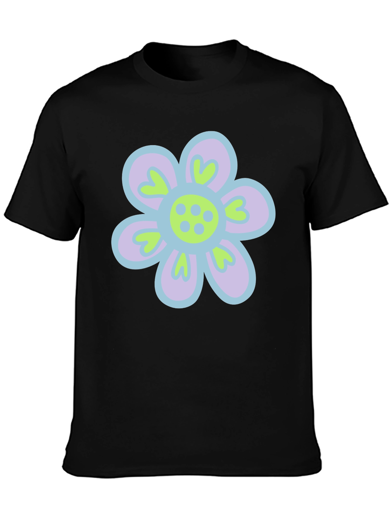 Retro Flower Power T-Shirt - Black Cotton Tee