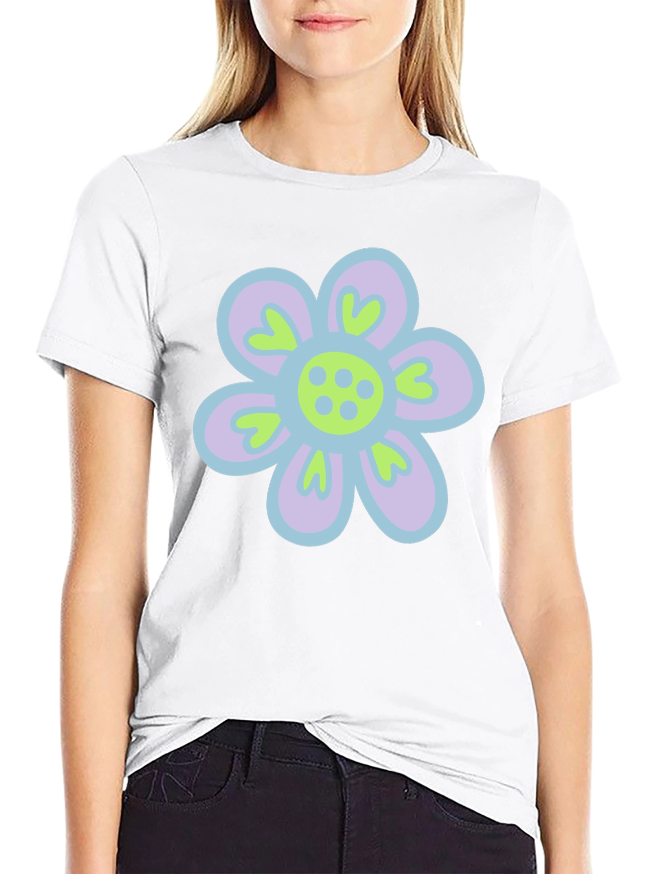 Retro Flower Power T-Shirt - Black Cotton Tee