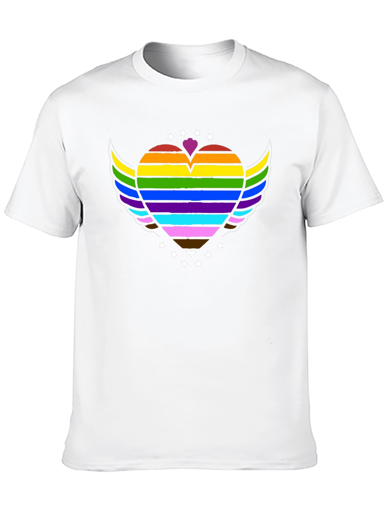 Pride Rainbow Heart Wings Graphic Tee - Black