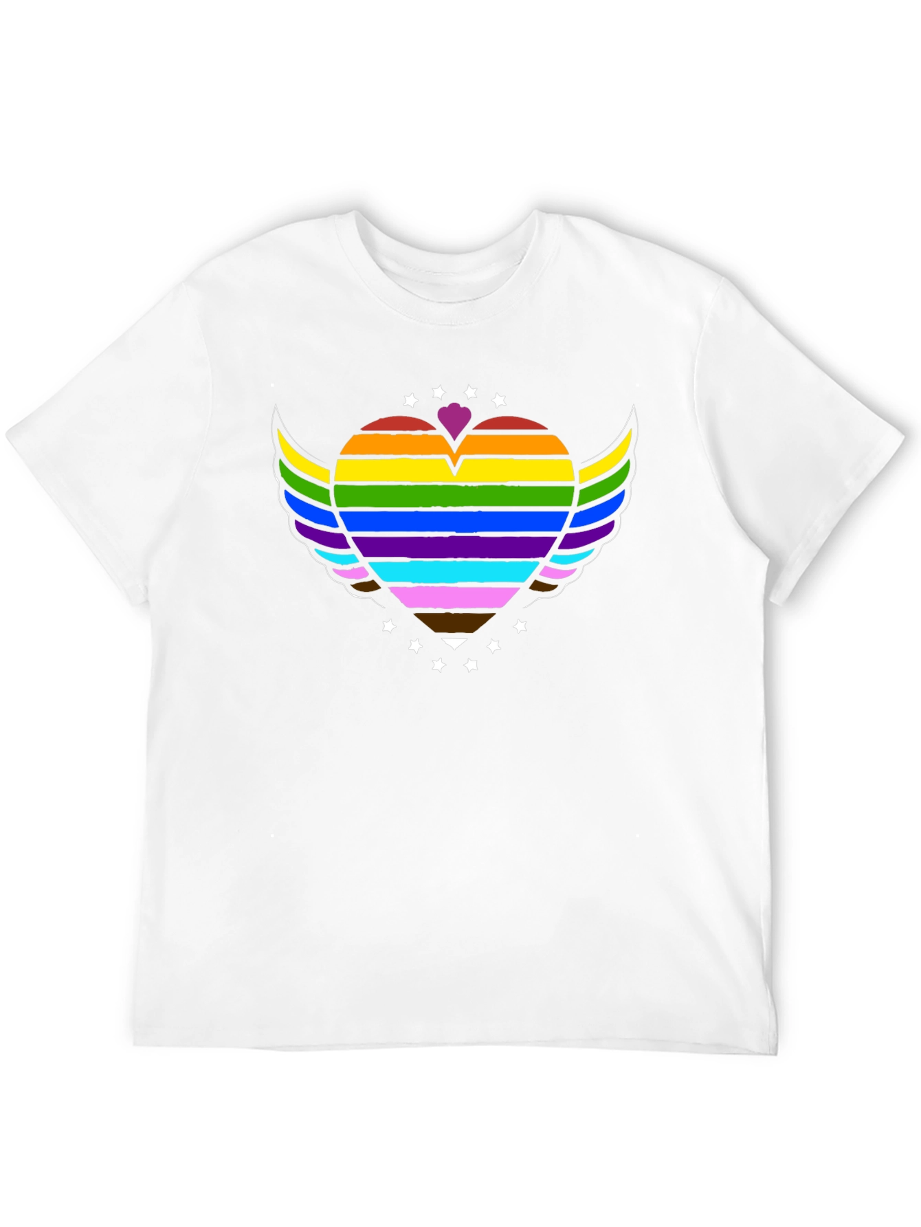 Pride Rainbow Heart Wings Graphic Tee - Black