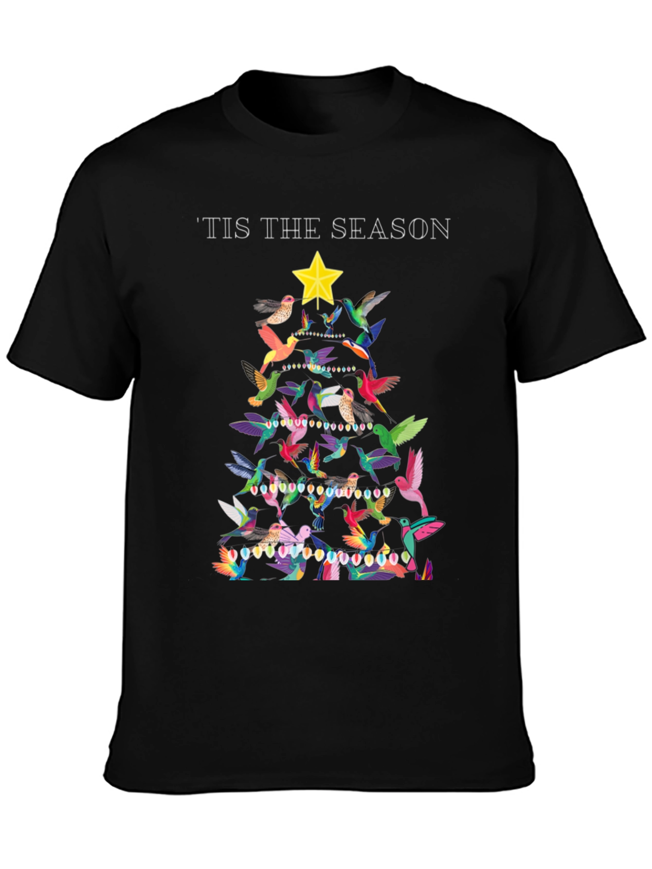 Festive Bird Christmas Tree Graphic Tee