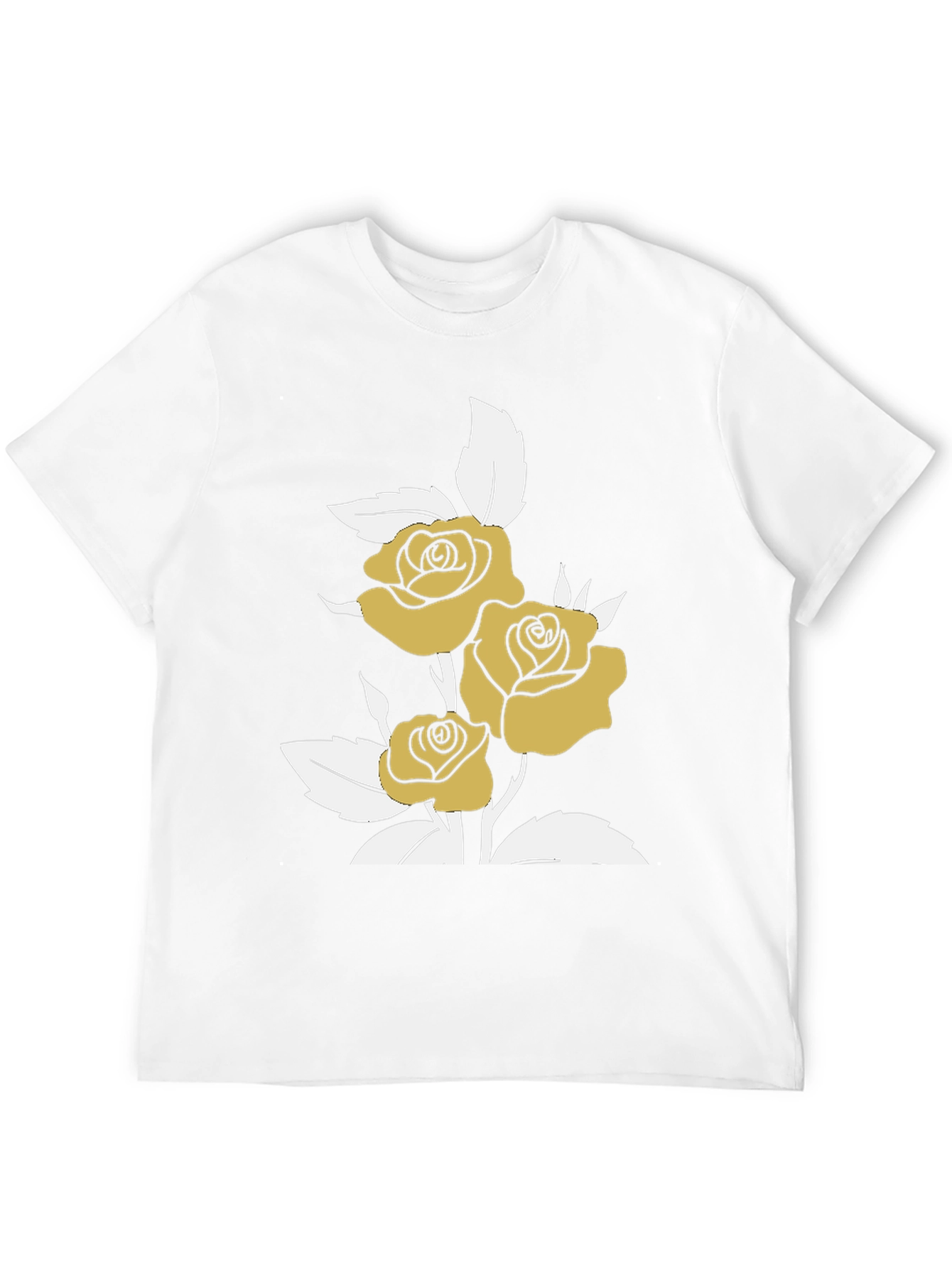 Gold Roses on Black Graphic T-Shirt