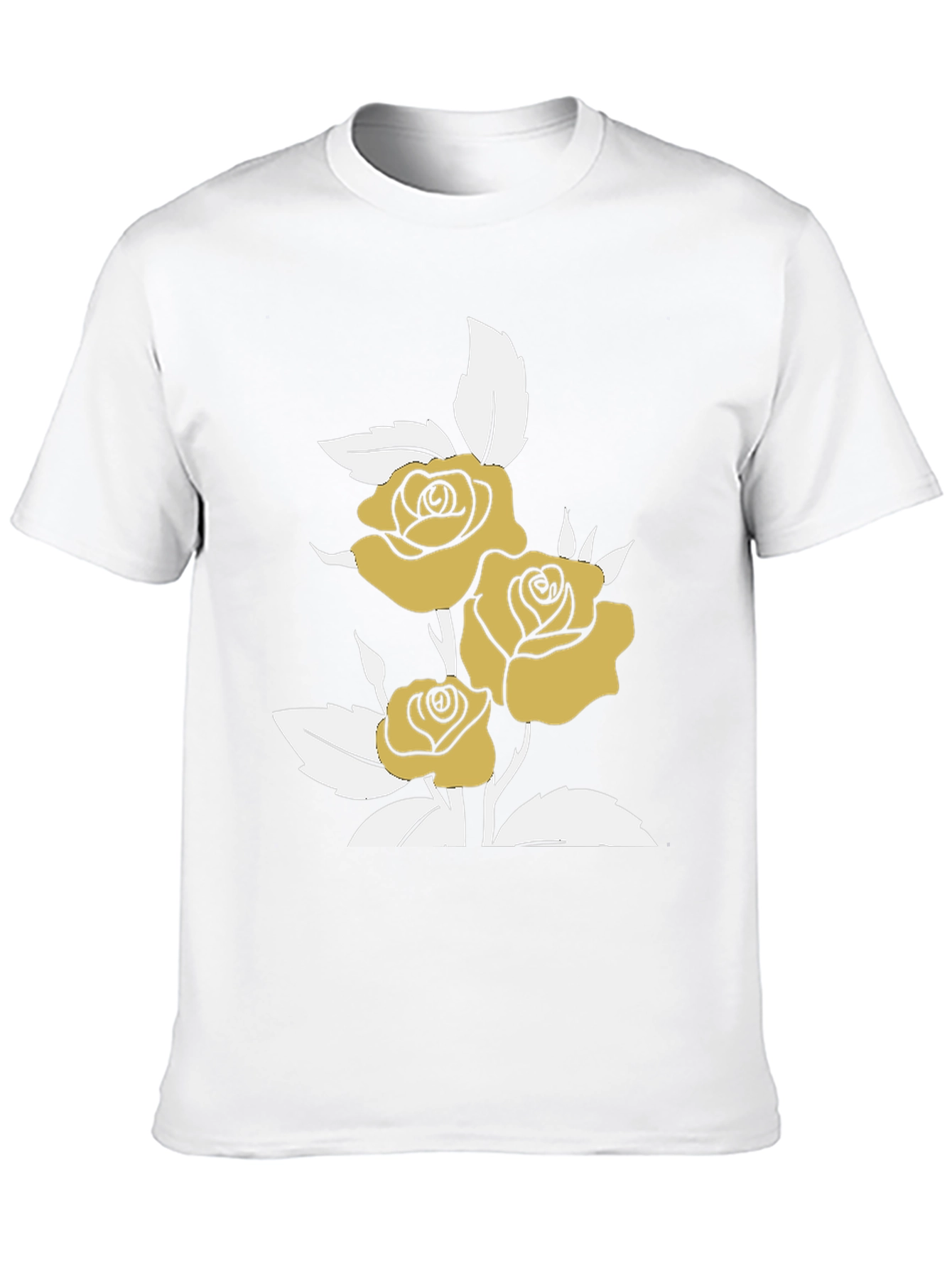 Gold Roses on Black Graphic T-Shirt