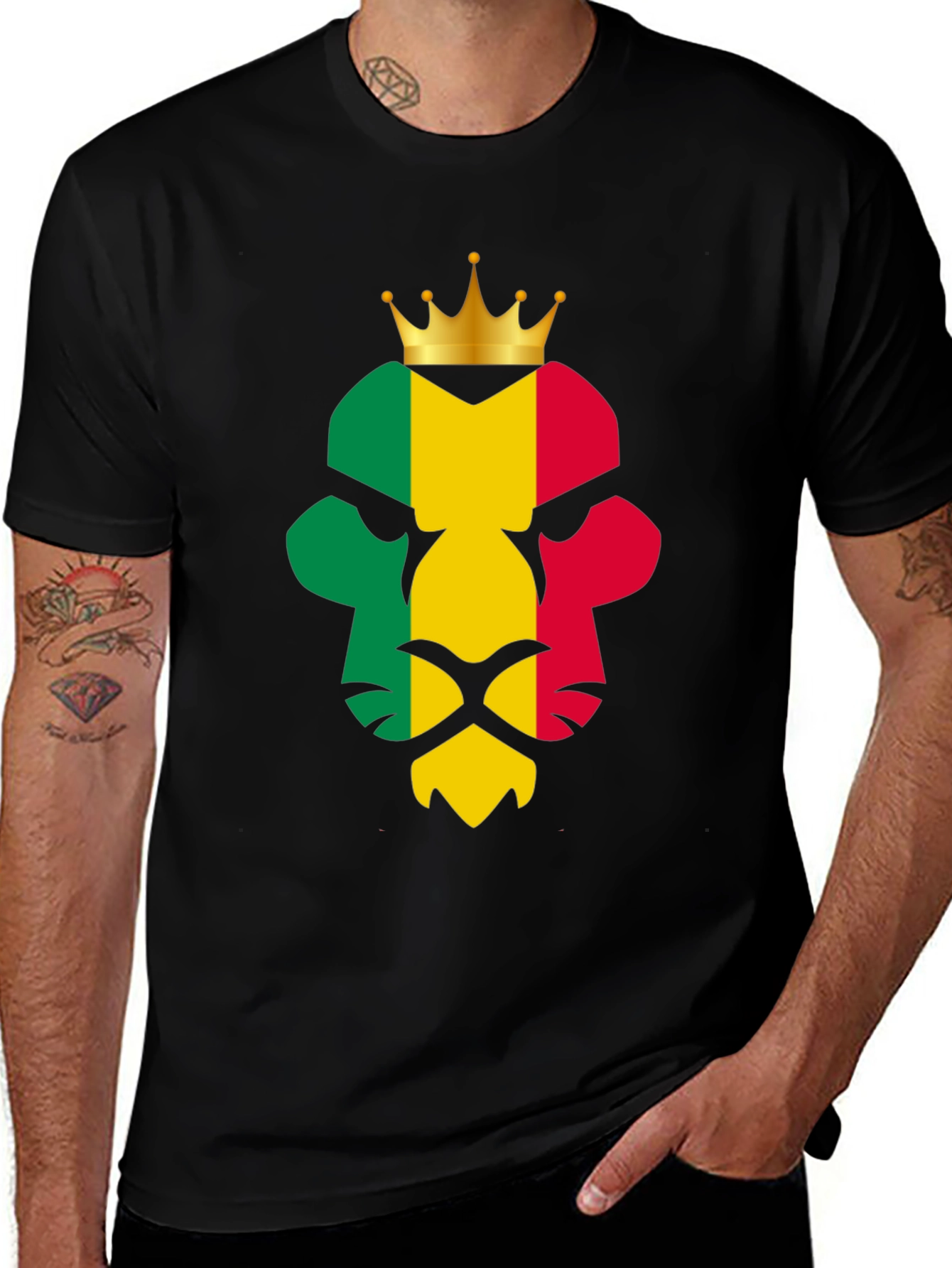Rasta Lion King T-Shirt - Black Graphic Tee