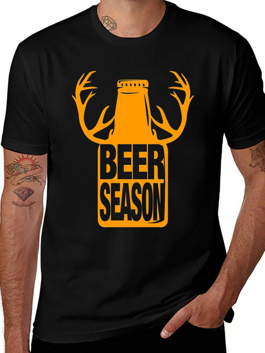 Beer Season Graphic Tee - Hunting Antler Beer Bottle Design