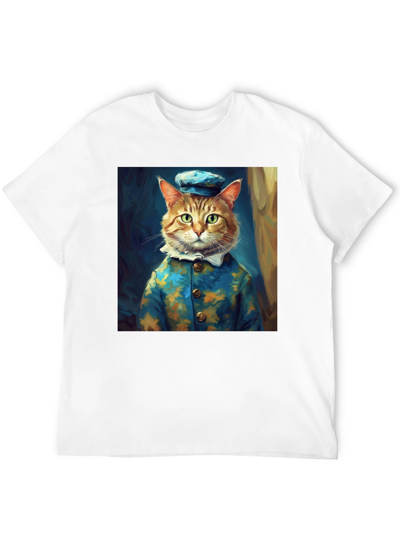 Dapper Cat Portrait Black T-Shirt