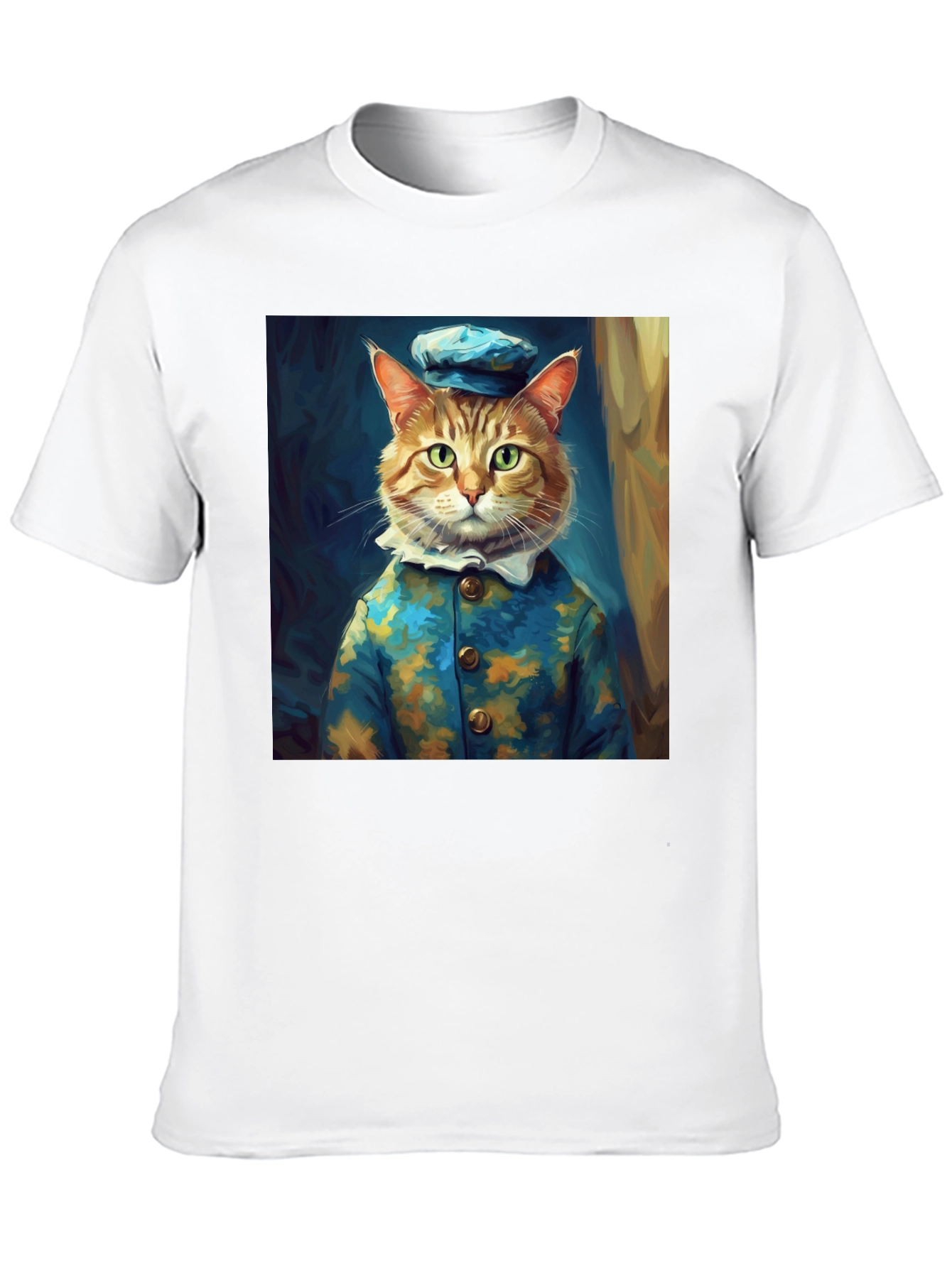Dapper Cat Portrait Black T-Shirt