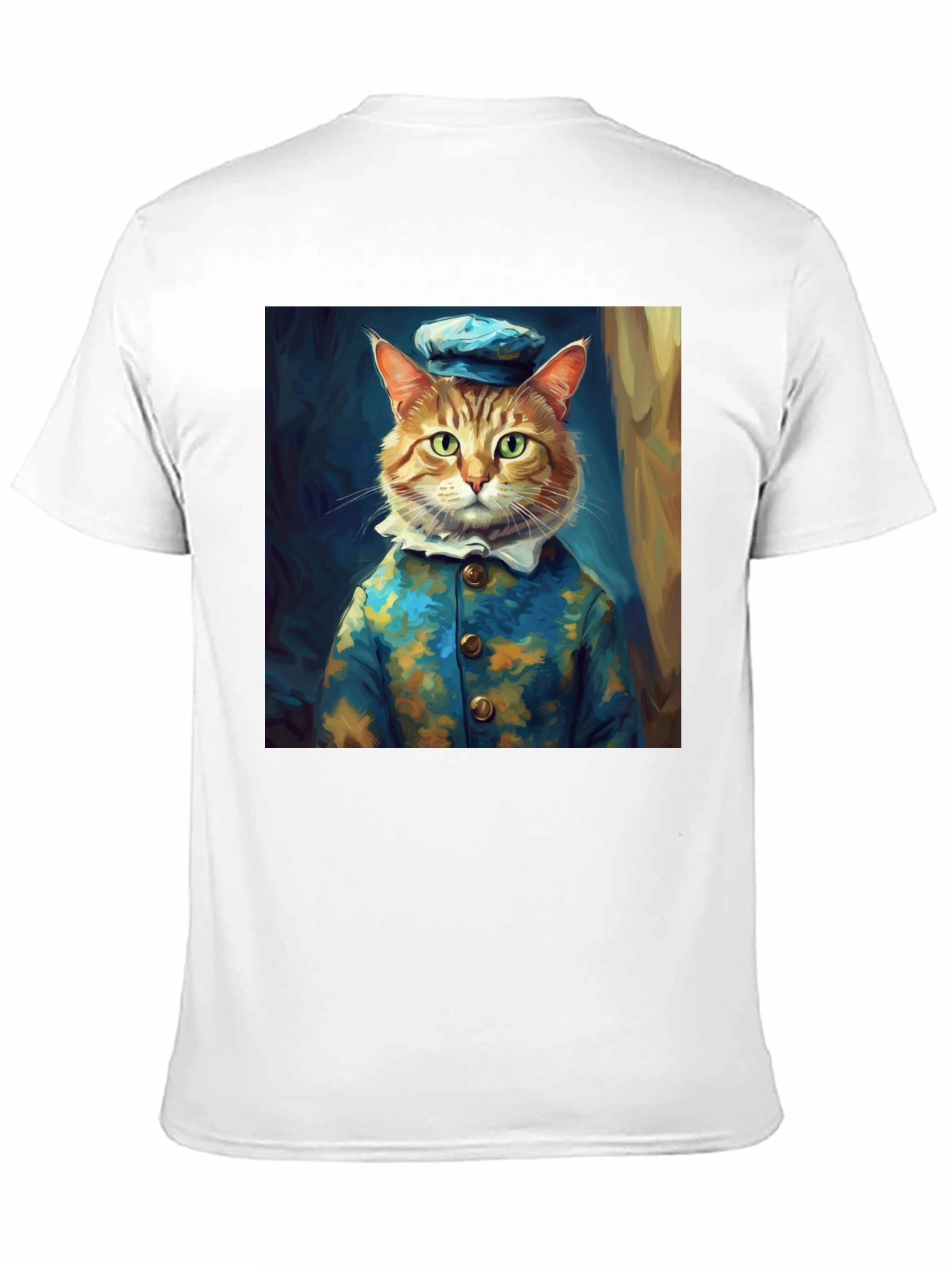 Dapper Cat Portrait Black T-Shirt