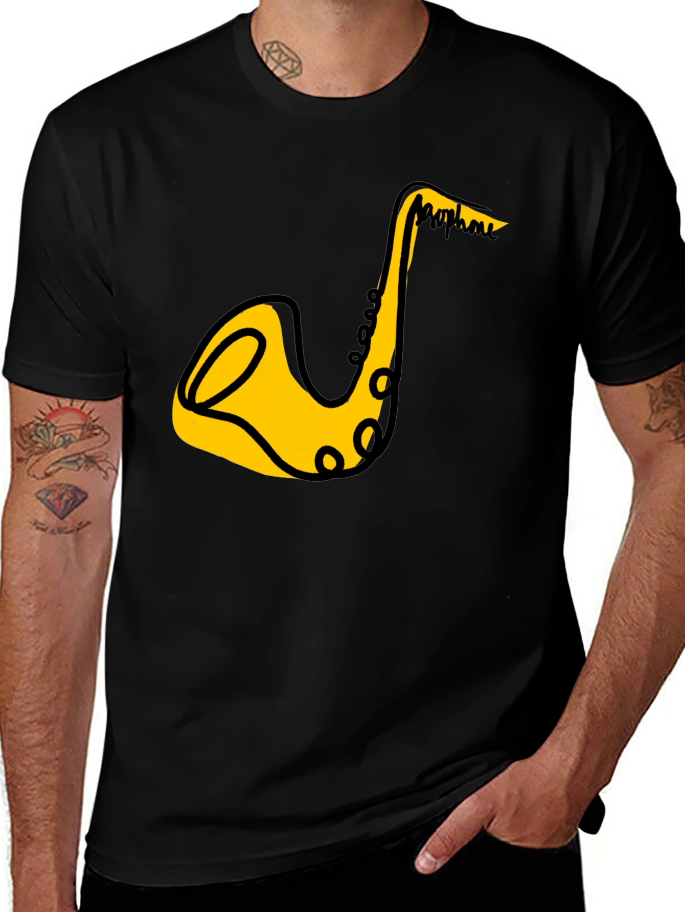 Saxophone Graphic Black T-Shirt
