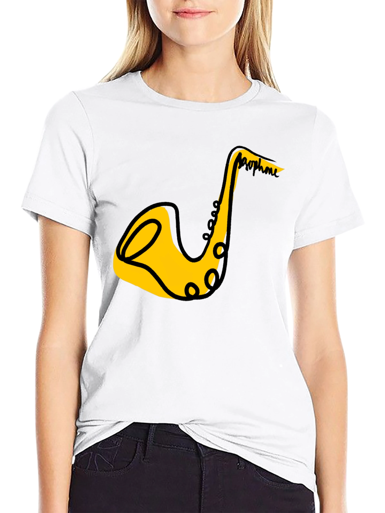 Saxophone Graphic Black T-Shirt